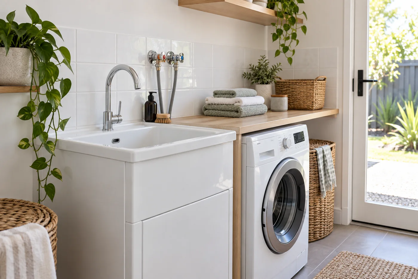 Laundry fixture upgrade — illustrative residential setting